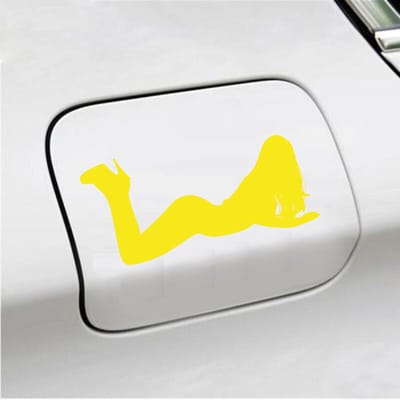 Bumpersticker - Liggende Dame - 8 X 17 - Geel