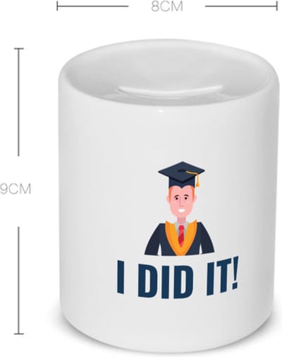 Akyol - i did it! Spaarpot - Geslaagd - iemand die is geslaagd - gelukt - gefeliciteerd - examen - school - diploma gehaald - cadeau - kado - geschenk - gift - 350 ML inhoud