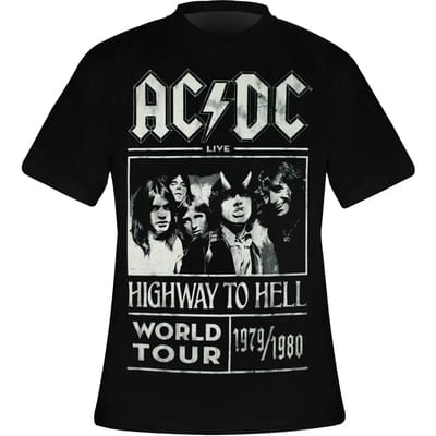 AC/DC - Highway To Hell World Tour 1979/1980 Heren T-shirt - S - Zwart