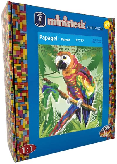 Ministeck mozaïek papegaai XL box - 1300 steentjes - creatieve speelgoedset.