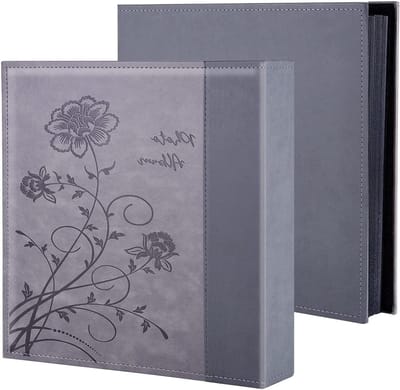 Fotoalbum voor 1000 foto's - Extra grote capaciteit, leren hoes voor bruiloften en familiefoto's, geschikt voor 10x15 cm foto's (grijs)