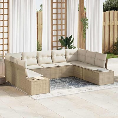 vidaXL - Tuinbank - Set - 9 - st - 8-Aantal - zitplaatsen - Beige - en - Crème