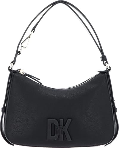 DKNY Leren Schoudertas Milan Shoulderbag Blk / Black Zwart