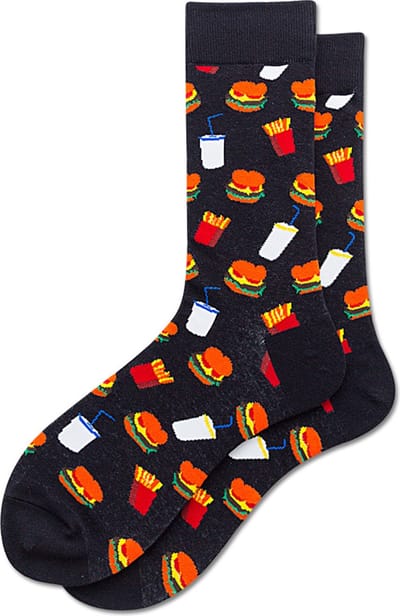 Fastfood Sokken met Hamburgers, Frietjes en drinken - Grappige sokken Heren/Dames Maat 40 t/m 46