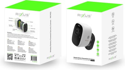 Rixus RXCM02 Wireless Battery Powered Security Camera - Accessoires - Webcam - Draadloos - Batterij Powered