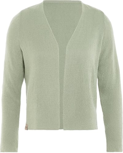 Knit Factory Ella Gebreid Vest - Gebreide dames cardigan - Dames zomervest - Kort vest op heuphoogte - Damesvest gemaakt uit 50% katoen en 50% acryl - Sage Green - 36/38