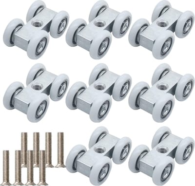 Duurzame looprails voor schuifdeuren met stille loopwielen, complete set van 8 voor soepele werking