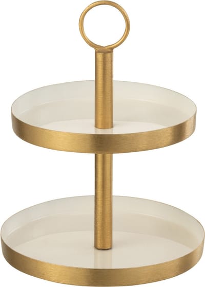 J-Line plateau 2 Niveaus Cake - taartplateau - metaal - wit/goud
