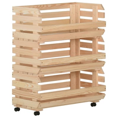 vidaXL - Groentetrolley - 77x30x80 - cm - massief - grenenhout