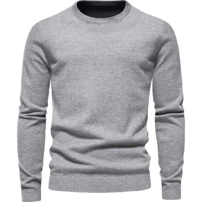 Pull épais pour homme, 10 couleurs, col ras du cou, coupe slim, automne et hiver XL gray