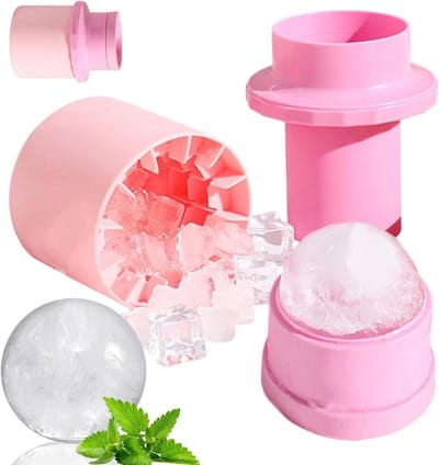 IJsbal Maker Mal - Siliconen Vriezer Vorm - Drankjes Koelen - Nauwsluitend Deksel - 10x10x13 cm - Roze