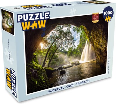 Puzzel Doorkijk Waterval Grot - Bomen - Buiten - Legpuzzel - Puzzel 1000 stukjes volwassenen