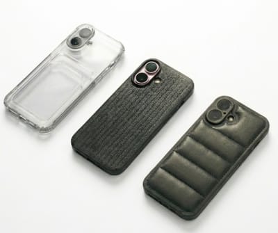 Grijs en zwart telefoon hoesje set met kaartvak en structuur design geschikt voor iPhone 16 Plus – backcover cases voor dames en heren met transparant hoesje, geribbelde textuur en gewatteerd uiterlijk