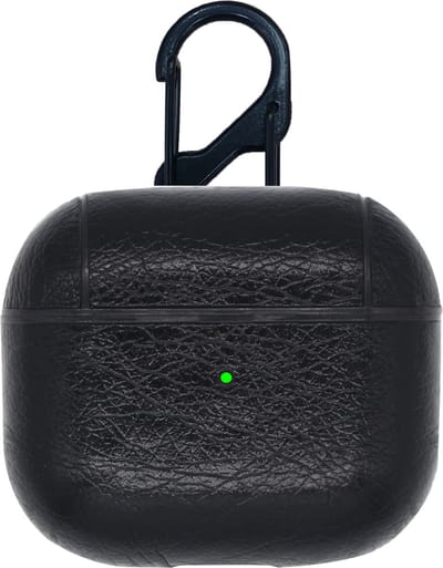 KELERINO. Leer Case geschikt voor AirPods 3 (2021) - Met Clip - Zwart