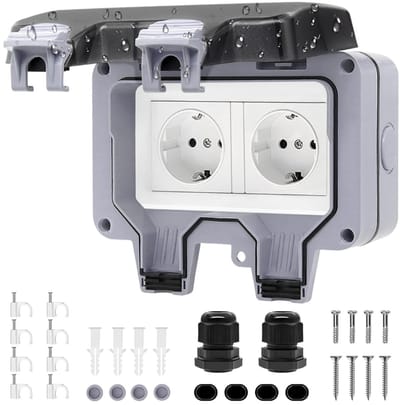 CRLYN® Buitenstopcontact - Buitenstopcontacten Waterdicht - Tuincontactdoos - Zwart
