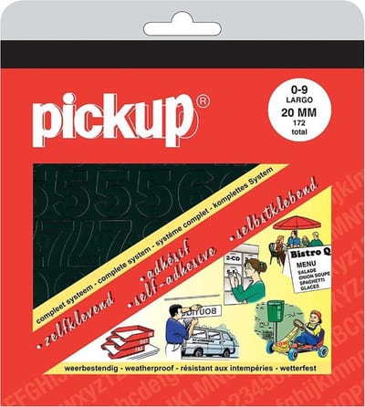 Pickup plakcijfers boekje Largo zwart - 20 mm