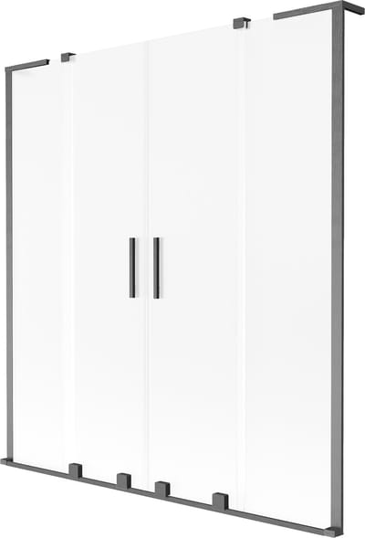 Mexen Velar L Duo badwand scherm 2-delig schuifbaar 140 x 150 cm, ijs, gepolijst gun grijs - 896-140-003-32-66