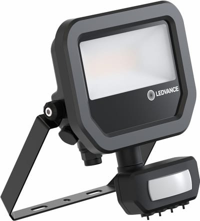 Ledvance LED Floodlight Aluminium Zwart 8W 1100lm 100D - 830 Warm Wit | IP65 - Bewegings- En Lichtsensor - Symmetrisch