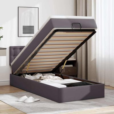 vidaXL - Ottomaanse - bed - met - matras - 80x200cm - kunstleer - grijs