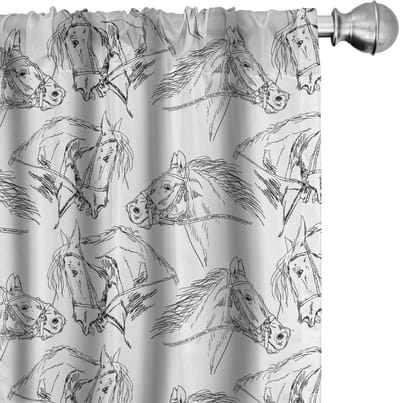 ABAKUHAUS Mare Sketch – Gordijnen 2x75x245 cm – Zwart-Wit Microvezel