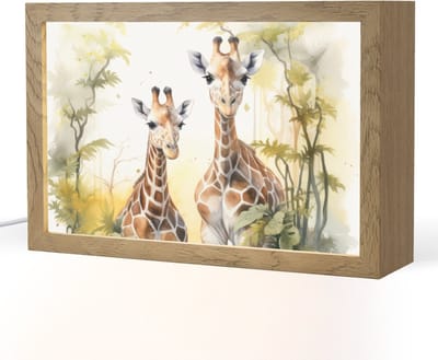 Nachtlampje 30x20 cm - Kinder lampje - Giraffe - Wilde dieren - Natuur - Kinderen - Tafellamp kinderkamer - Slaapkamer lamp - Bedlamp kinderen - Kinderlampje stopcontact - Wandlamp babykamer - Nachtlampjes