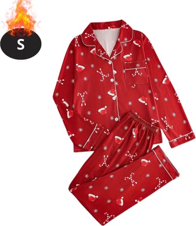 Bovista Kerst Pyjama - Dames - Kerstpyjama - Vrouwen - Slaapkleding Volwassenen - Set - Broek - Shirt - Christmas - Rood - Maat S