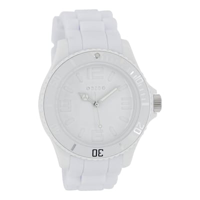 OOZOO Timepieces - Witte horloge met witte rubber band - C4361