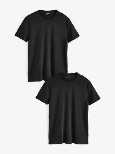 Next - Heren - Slim Fit - Set van 2 100% katoenen T-shirts met laagjes - Zwart