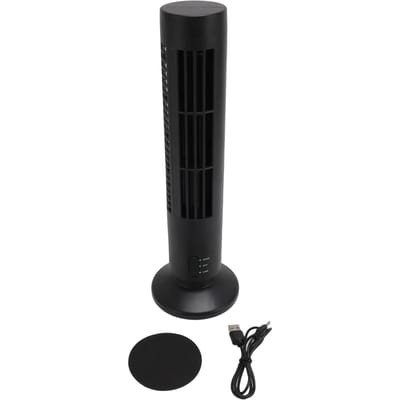 Koeltorenventilator ABS USB Bladeless Stille Draagbare Bureauventilator met 2 snelheden voor Thuis Slaapkamer Kantoor zwart