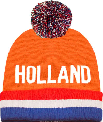 Funny Fashion Verkleed muts - Supporters Nederland/holland - voor volwassenen - in vlag kleuren - polyester - met pompom