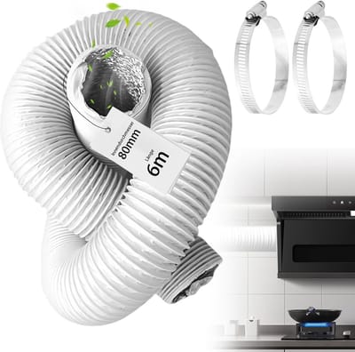 Flexibele Aluminium Afvoerslang 80mm Diameter 6 Meter voor Airco en Droger