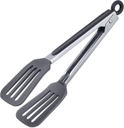 Westmark Serveertang, Met grote siliconen messen en rubberen handgrepen, Lengte: 26,5 cm, Roestvrij staal/kunststof/siliconen, Comfort Silicone Mini, Zilver/Zwart, 16112270