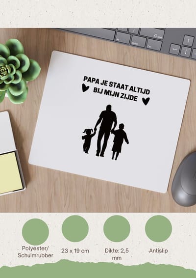 Akyol - papa je staat altijd bij mijn zijde Muismat - Vader - voor de liefste papa - vader cadeautjes - vaderdag - verjaardag - geschenk - kado - vader artikelen - 23 bij 19 cm