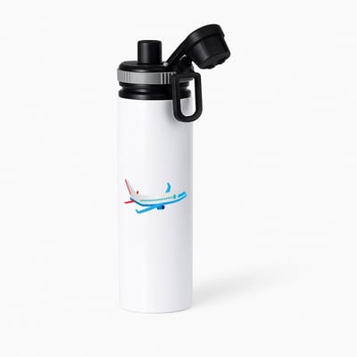 Hacebo® - Vliegtuig waterfles met draaidop grijs - Piloot - Piloten - steward - stewardes - voertuig - water fles - 850ML