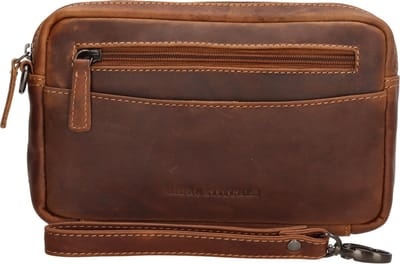 Hide & Stitches Japura Polstas Unisex - Clutch voor Dames en Heren - Handtas van 100% Leder met ritssluiting - Cognac