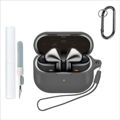 Dailygoody Cilicone Hoesje - Beschermhoes - Ultradunne zachte hoes - Grijs - Valbestendig - Compatibel met Samsung Galaxy Buds 3/3 Pro
