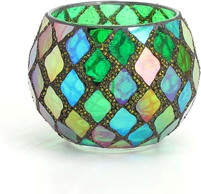 Theelichthouder glas kandelaar kleurrijke theelichtjes kandelaar romantische handgemaakte theelichtglazen voor bruiloft party decoratie (groen)