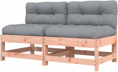 vidaXL Middenbanken met kussens 2 st massief douglashout, tuinbank, tuinzitje, buitenzitplaats, buitenbank, hoekbank, terrasbank, tuinmeubel