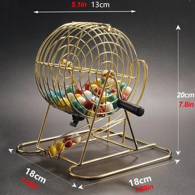 Bingo Spelset - Loterij Machine - Grote Groepen - Compleet met Wielkooi - 29 x 28 x 30 cm - Zwart