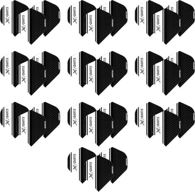 Darts Set 10 pack darts flights – logo – darts flights - black-white
