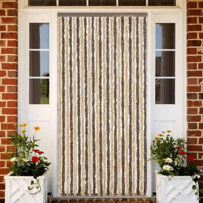 vidaXL - Vliegengordijn - 100x230 - cm - chenille - donkerbruin - en - beige