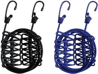 Waslijn - Waslijndraad - Reiswaslijn - Waslijn Camping – Compact– Incl. Oogjes - Rekbare Intrekbare Elastische Waslijn – Voor Reizen, Kamperen, Thuis – 1,8 m – 2 Stuks - Zwart Blauw