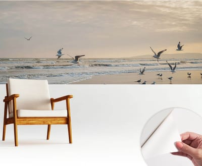Wallfluent Zelfklevend Behang - Rust aan zee Stickerbehang op rol - 250x104 cm - Zwart Zelfklevend Behang - Herpositioneerbaar - Voor de woonkamer, voor het kantoor Zelfklevend Behang