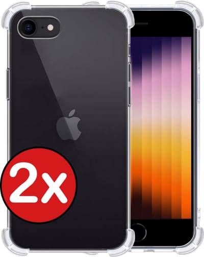 Hoesje - 2 Stuks - Geschikt voor Apple iPhone SE (2022) - Sterk & Shockproof - Back Cover - Siliconen Case - Telefoon Hoes Shock Proof - Telefoonhoes - Transparant