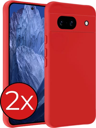 Hoesje - 2 Stuks - Geschikt voor Google Pixel 8a - Sterk & Shockproof - Telefoonhoes - Back Cover - Case Siliconen - Telefoon Hoes - Rood