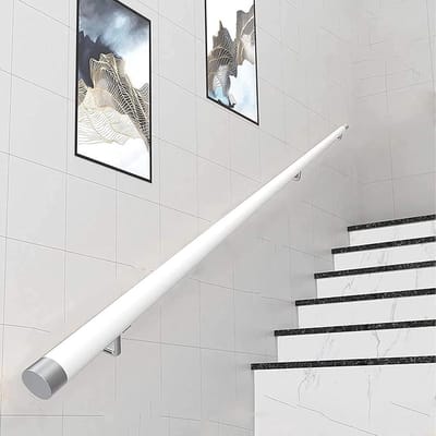 Trapleuning - Wandmontage Leuning - Veilig Omhoog - Massief Hout - 60cm - Wit