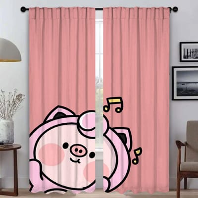 Roze Varkens Gordijnen voor Woonkamer Gordijn Shades Tule voor Slaapkamer Scheidingswand Halloween Decoratie Huis Interieur Gordijnen Keuken W50xH70cmx2pcs-CL