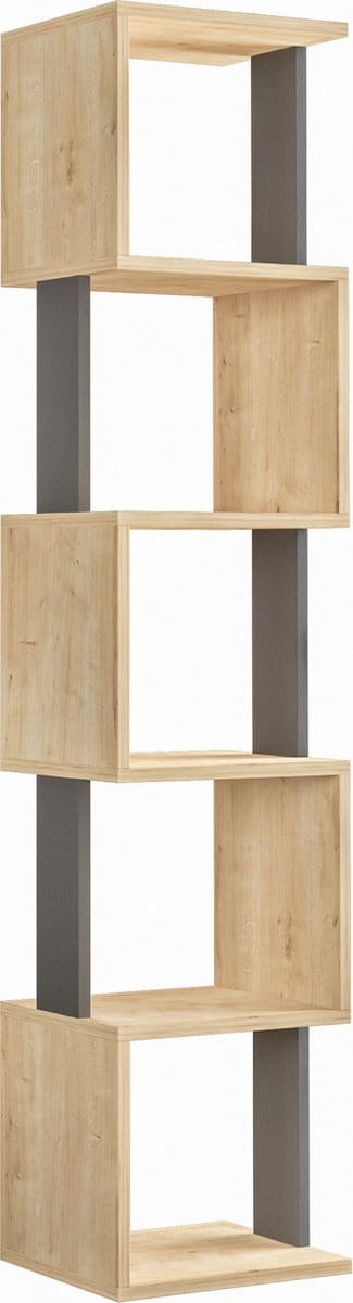 Hocus Picus Boekenkast 6 Planken - Eiken/Antraciet - 35x30x161 cm