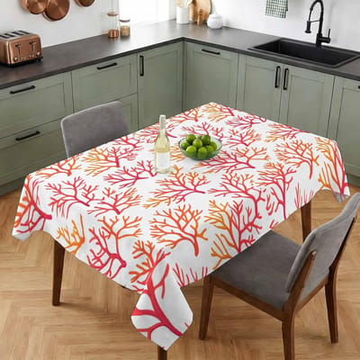 Zomer Oceaan Rood Oranje Koraal Rechthoekig Tafelkleed voor Tafeldecoratie Herbruikbaar Keuken Eettafelkleed Feestdecoratie 90x140cm gray
