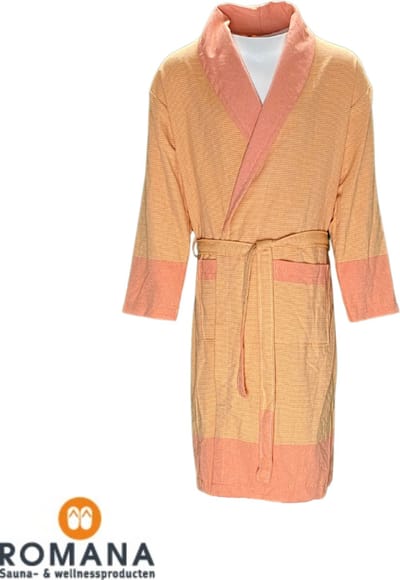 Romana Products Telly Gelin - Badjas Unisex - Kamerjas - Ochtendjas - Oranje - Maat S/M - Katoen - Sauna Wellness